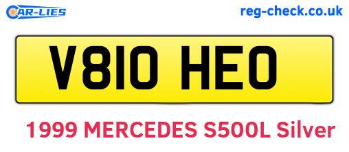 V810HEO are the vehicle registration plates.