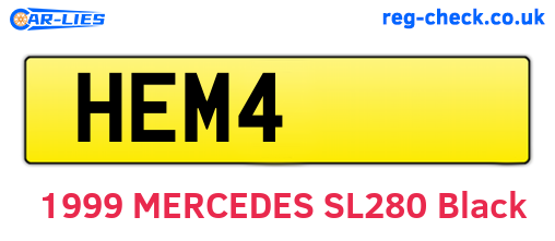 HEM4 are the vehicle registration plates.