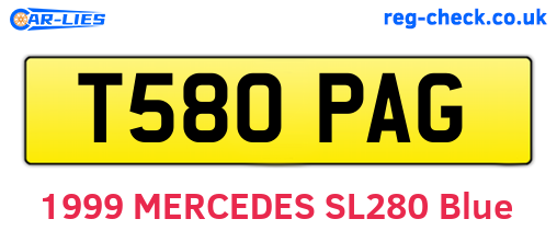 T580PAG are the vehicle registration plates.