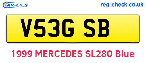 V53GSB are the vehicle registration plates.