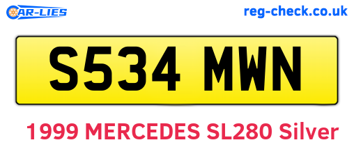 S534MWN are the vehicle registration plates.