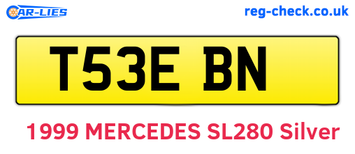 T53EBN are the vehicle registration plates.