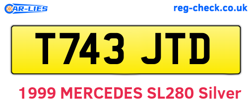 T743JTD are the vehicle registration plates.