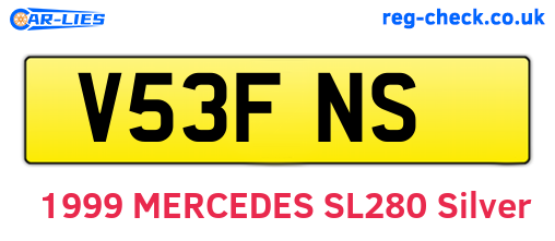 V53FNS are the vehicle registration plates.