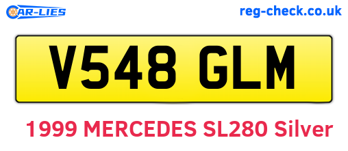 V548GLM are the vehicle registration plates.