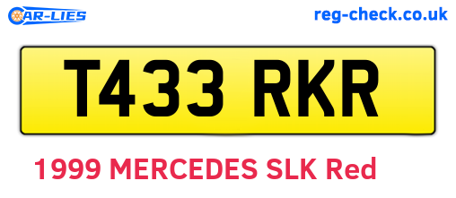 T433RKR are the vehicle registration plates.