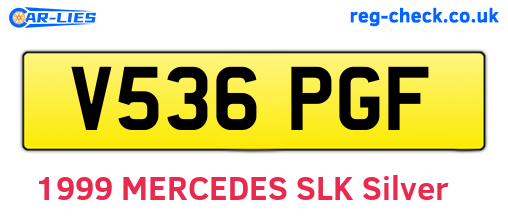 V536PGF are the vehicle registration plates.