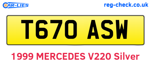 T670ASW are the vehicle registration plates.