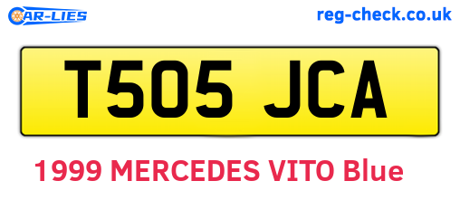 T505JCA are the vehicle registration plates.