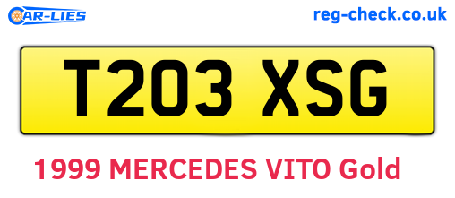 T203XSG are the vehicle registration plates.