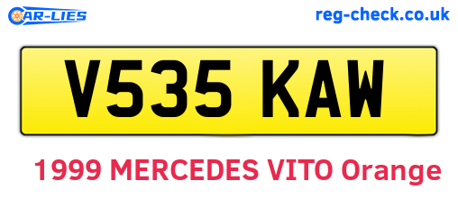 V535KAW are the vehicle registration plates.