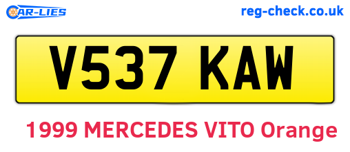 V537KAW are the vehicle registration plates.