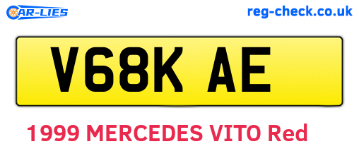 V68KAE are the vehicle registration plates.