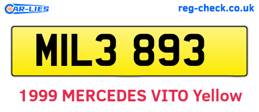 MIL3893 are the vehicle registration plates.