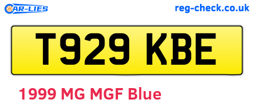 T929KBE are the vehicle registration plates.