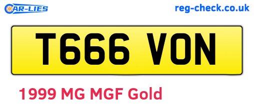 T666VON are the vehicle registration plates.