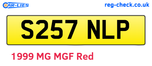 S257NLP are the vehicle registration plates.