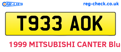 T933AOK are the vehicle registration plates.