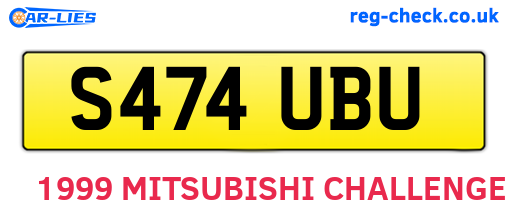 S474UBU are the vehicle registration plates.