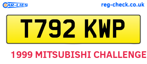 T792KWP are the vehicle registration plates.