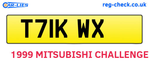 T71KWX are the vehicle registration plates.