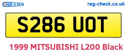 S286UOT are the vehicle registration plates.