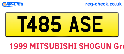 T485ASE are the vehicle registration plates.