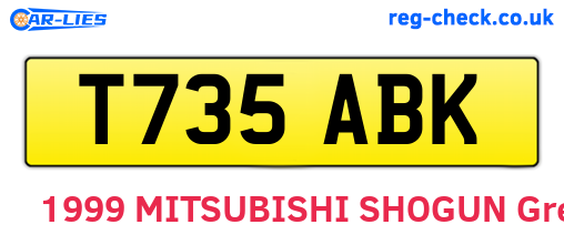 T735ABK are the vehicle registration plates.