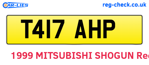 T417AHP are the vehicle registration plates.