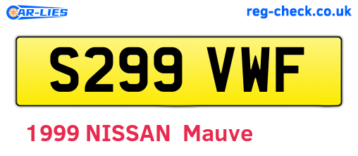 S299VWF are the vehicle registration plates.