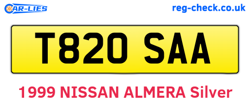 T820SAA are the vehicle registration plates.