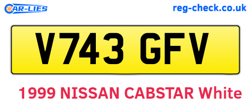 V743GFV are the vehicle registration plates.