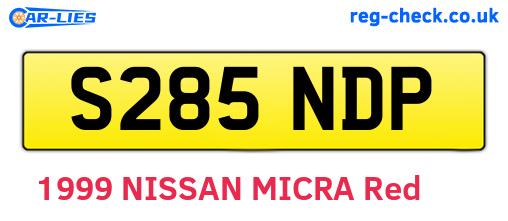 S285NDP are the vehicle registration plates.