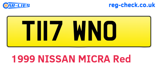 T117WNO are the vehicle registration plates.
