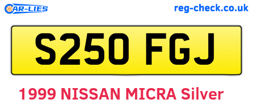 S250FGJ are the vehicle registration plates.