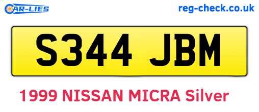 S344JBM are the vehicle registration plates.