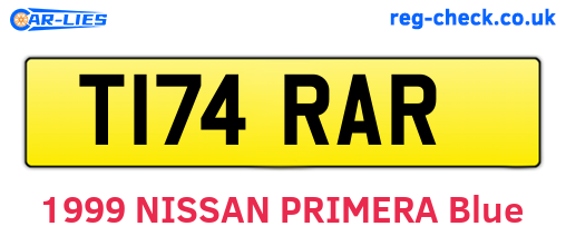 T174RAR are the vehicle registration plates.
