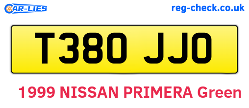 T380JJO are the vehicle registration plates.