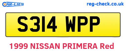 S314WPP are the vehicle registration plates.