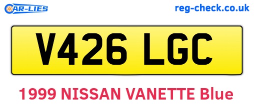 V426LGC are the vehicle registration plates.