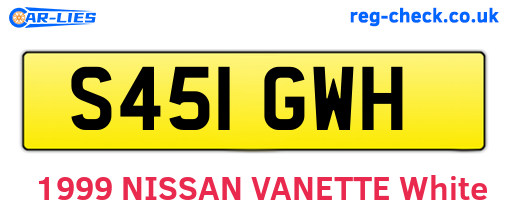 S451GWH are the vehicle registration plates.