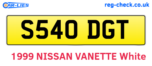 S540DGT are the vehicle registration plates.