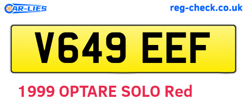 V649EEF are the vehicle registration plates.