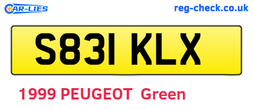 S831KLX are the vehicle registration plates.