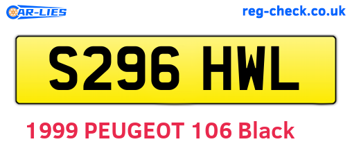 S296HWL are the vehicle registration plates.