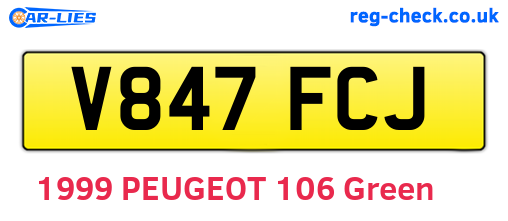 V847FCJ are the vehicle registration plates.
