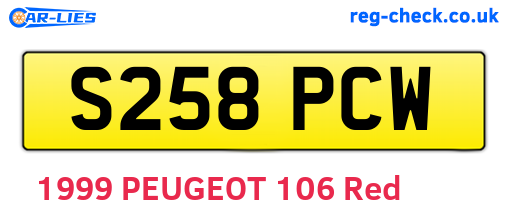 S258PCW are the vehicle registration plates.