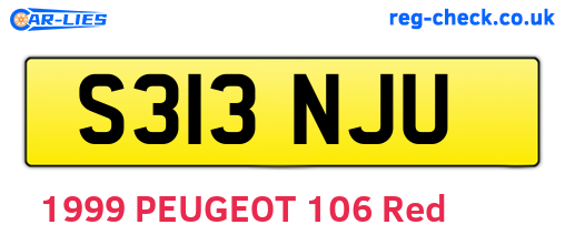 S313NJU are the vehicle registration plates.