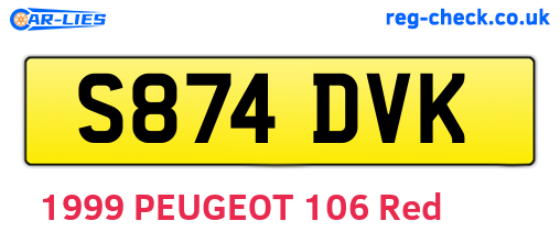 S874DVK are the vehicle registration plates.