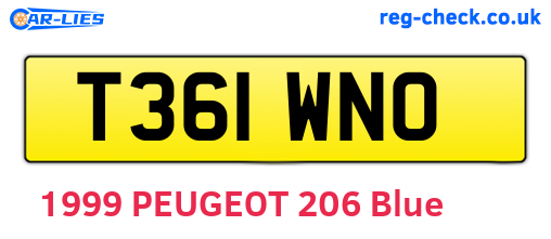 T361WNO are the vehicle registration plates.